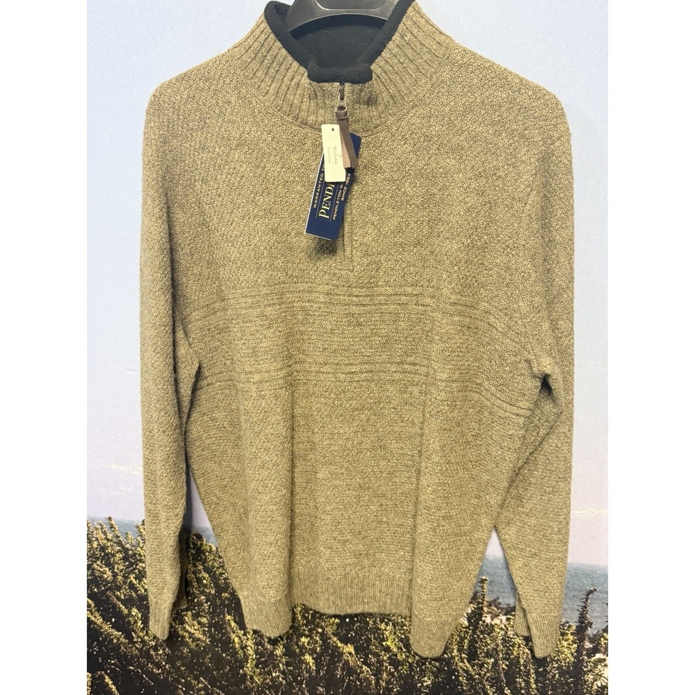 Pendleton Sweater Mens Large Quarter Zip Washable Wool Laine Lavable Shetland